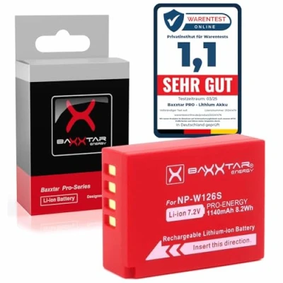 Abbildung von Baxxtar PRO Akku NP W126s W126 (echte 1140mAh) kompatibel mit Fuji Fujifilm FinePix X100F X100V X100VI X A5 A7 A10 E3 H1 M5 Pro3 S10 T3 T10 T20 T30 T50 T100 T200