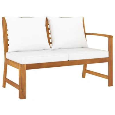 Abbildung von vidaXL Akazienholz Massiv Gartenbank 114,5cm mit Creme Kissen Sitzbank Bank Sofa Lounge Gartenmöbel Gartensofa Holzbank Parkbank Terrasse