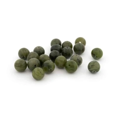 Abbildung von Vintageparts Perlen aus natürlicher Jade in Olivgrün 7 mm 20 Stück zum Schmuck selber Machen, Mala Kette basteln