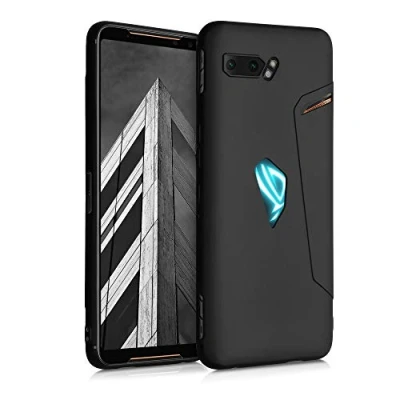 Abbildung von kwmobile Hülle kompatibel mit ASUS ROG Phone II (ZS660KL) weiches TPU Silikon Case Cover geeignet für kabelloses Laden Schwarz matt