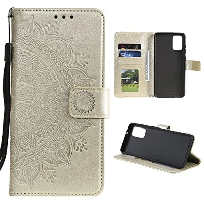 Abbildung von CoverKingz Handy Case kompatibel mit Samsung Galaxy A72 Cover Kartenfach Phonecase Smartphone Hülle klappbar Motiv Mandala Gold