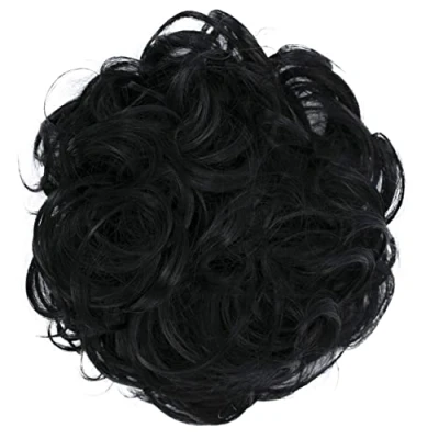Abbildung von CAISHA Haarteil Haargummi Hochsteckfrisuren Brautfrisuren Voluminös Gelockt Unordentlich Dutt Kunstfaser DM15cm Schwarz G1A