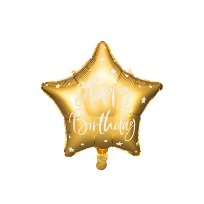 Abbildung von Folienballon Stern Happy Birthday Goldener Ballon Geburtstag Dekoballon Luftballon Gold Deko Sternform 40cm (Folienballon Birthday)