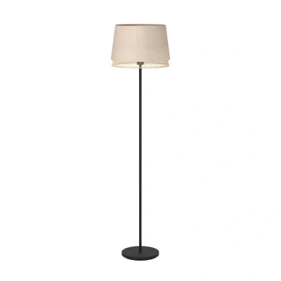 Abbildung von Eglo 43978 NATURE Stehleuchte TABLEY Stahl schwarz Textil natur, Holz E27 1X40W H:153cm Ø38cm mit Fußtrittschalter