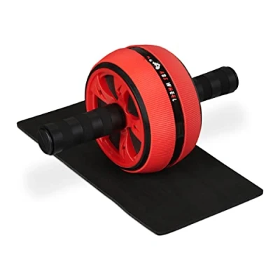Abbildung von relaxdays Bauchtrainer Bauchroller mit Kniematte, Rot
