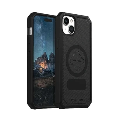 Abbildung von Rokform iPhone 15 Plus Hülle, Rugged Serie, magnetisch, Hülle mit RokLock Drehverschluss, schützende Apple Gear, Fallgetestete Rüstung (Schwarz)