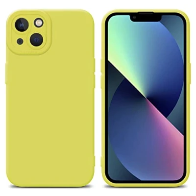 Abbildung von Cadorabo Hülle kompatibel mit Apple iPhone 14 Schutzhülle TPU Silikon Case Liquid Design Kameraschutz Slim Kratzfest Weiche Gummi Rundumschutz für in Gelb