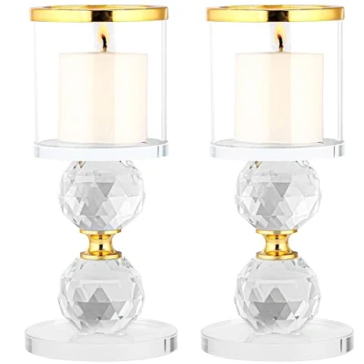 Abbildung von Belle Vous Dekoobjekt 2er Pack Hohe Goldene Kerzenständer aus Glas H15,5 cm
