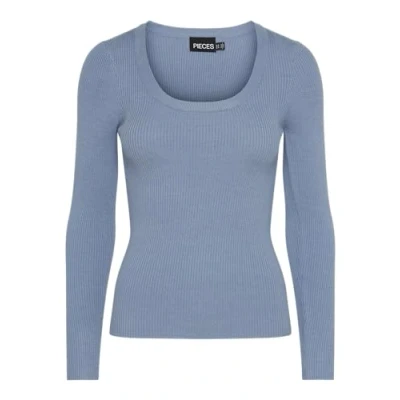 Abbildung von Pieces Pcmira Uneck Strickpullover, Damen, Größe: Medium, Faded denim
