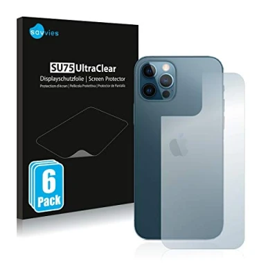 Abbildung von Savvies 6 Stück Schutzfolie für Apple iPhone 12 Pro (Rückseite) Displayschutz Folie Ultra Transparent