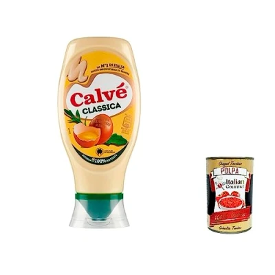 Abbildung von 3x Calvé Classic Mayonnaise, 430 ml, mit Sonnenblumenkernöl, ideal für Sandwiches und Canapés, ohne Konservierungsstoffe Zucker, glutenfrei, vegetarisch + Italian Gourmet polpa 400g