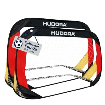 Abbildung von HUDORA Pop Up Fußballtor 2er Set Faltbare Fußballtore für Kinder &amp; Erwachsene Garten mit Tragetasche Heringen Fußball Tore / Park Strand