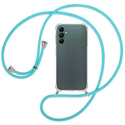 Abbildung von mtb more energy® Handykette kompatibel mit Samsung Galaxy A14 5G türkis Smartphone Hülle zum Umhängen Anti Shock Full TPU Case