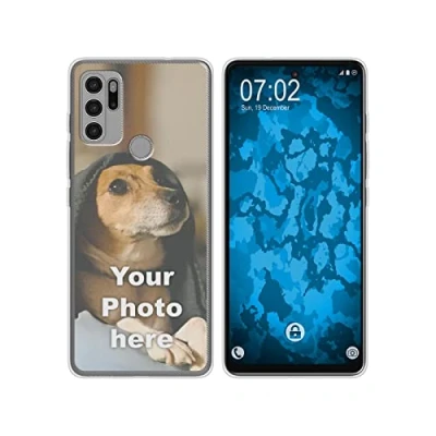Abbildung von PhoneNatic personalisierte Handyhülle für Motorola Moto G60s Custom Case in CLEAR zum selbst gestalten mit eigenem Foto Bild Text individuell