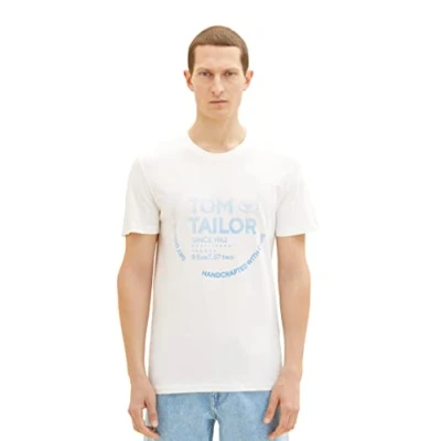 Abbildung von TOM TAILOR Herren 1036952 T Shirt, 10332 Off White, S