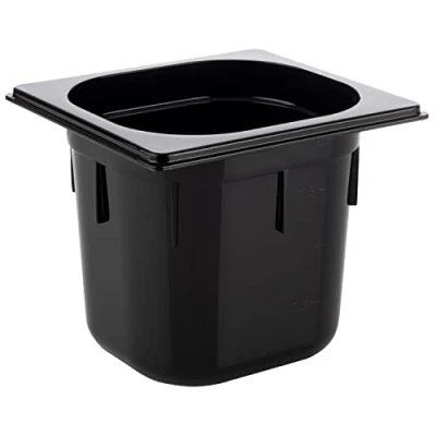 Abbildung von APS 82078 GN 1/6 Behälter, Gastronormbehälter aus Polycarbonat, Abmessungen 176 x 162 mm/Höhe 150 mm/Volumen 2,2 Liter, schwarz
