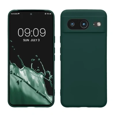 Abbildung von kwmobile Slim Case kompatibel mit Google Pixel 8 Hülle Handyhülle aus Silikon in Moosgrün