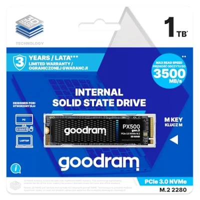 Abbildung von goodram SSD Platte PX500 Gen. 3 M.2 Interne Festplatte Hochgeschwindigkeits PCIe x4 Schnittstelle Kompaktes Format 2280 für Konsolen, Laptops 1 TB