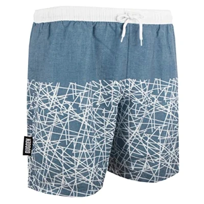 Abbildung von GUGGEN Mountain Badehose Herren Boardshorts Beachshorts Srandhose Schnelltrocknend Schnelltrocknende Badeshorts mit Kordelzug gestreiftes grau weiß