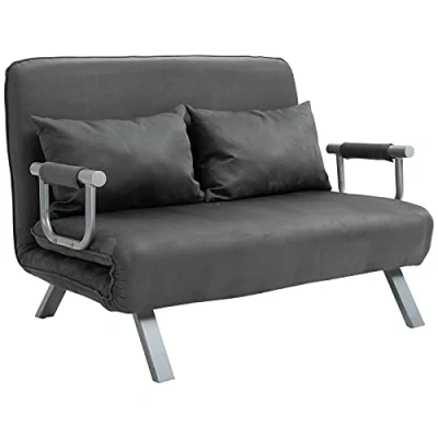Abbildung von 2 Sitzer Schlafsofa mit Armlehne 3 in 1 Schlafsessel Gästebett Klappmatratze Klappbett Chaiselongue