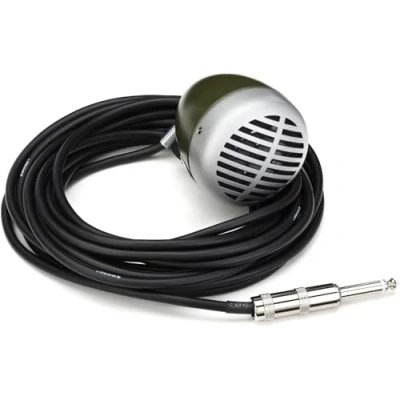 Abbildung von Shure 520DX &quot;Green Bullet&quot; Dynamisches Mikrofon für Blues Harmonica Player, Omnidirectional Aufnahmemuster, Lautstärkeregler, angebrachtes Kabel mit 1/4 Zoll