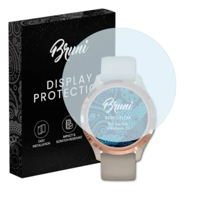 Abbildung von Bruni Schutzfolie kompatibel mit Garmin Vivomove 3s Folie, glasklare Displayschutzfolie (2X)