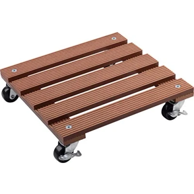 Abbildung von Metafranc WPC Pflanzenroller 300 x mm 60 kg Tragkraft Braun PP Räder Feststeller Witterungsbeständig/Outdoorroller/Untersetzer mit Rollen/Transporthilfe für Pflanzen / 825100