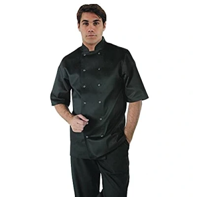 Abbildung von Whites Chefs Apparel A439 L Vegas Kochjacke, Kurze Ärmel, schwarz