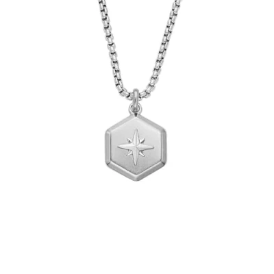 Abbildung von Fossil Sutton Halskette silvercoloured, Herren, Größe: One Size, Silver coloured