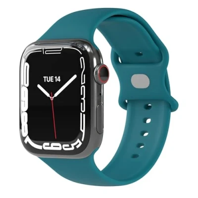 Abbildung von EAZY CASE Uhrenarmband Silicon Armband iWatch 9 8 7 6 5 4 3 2 1 SE Ultra, Sport Loop Herren Damen Uhrenband Silikon Band Druckknöpfe Petrol