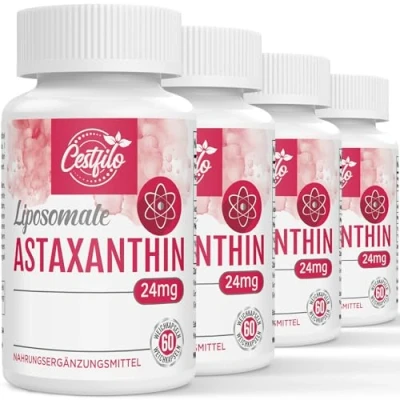 Abbildung von Cestfilo Liposomales Astaxanthin Ergänzungsmittel 24 mg, Maximale Absorption, Glutenfrei, Gentechnikfrei (60 Stück (4er pack))