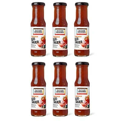 Abbildung von 6 x 150 ml Süß Sauer Soße von Fairtrade Original Sweet Sour Sauce Chinesische Woksauce mit Chili Gewürzsauce für asiatische Speisen Hähnchen, Fisch, Gemüse