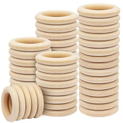 Abbildung von Kurtzy Streudeko Natürliche Holzringe 50 Stück 5mm Außen, 35mm Innen, Natur Außendurchmesser, Innendurchmesser