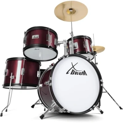 Abbildung von XDrum Junior Pro Kinder Schlagzeug Red geeignet von 5 9 Jahren Drumset mit komplettem Zubehör inkl. Schule Rot