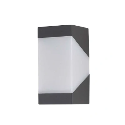 Abbildung von Lucande Außen Wandleuchte Kiran, dimmbar, Leuchtmittel nicht inklusive, Modern, Aluminium, Polycarbonat, grafitgrau, opalweiß, 1 flammig