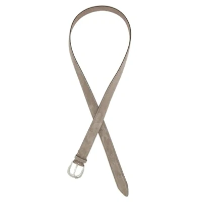 Abbildung von Ulla Popken Damen, Suede, Velourslederoptik, Metallic Schließe Gürtel, Dunkles Taupe, 155