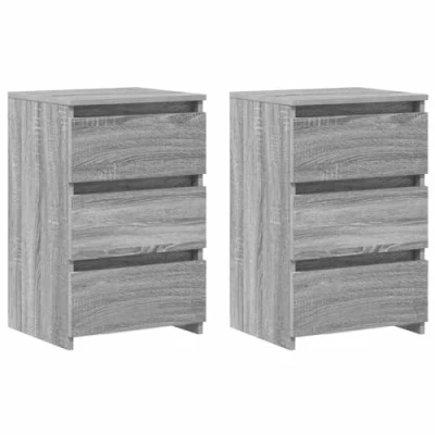 Abbildung von vidaXL 2X Nachttisch Couchtisch Beistelltisch Nachtschrank Nachtkommode Nachtkonsole Telefontisch mit Schublade Schlafzimmer Grau Sonoma 40x35x62,5 cm Holzwerkstoff