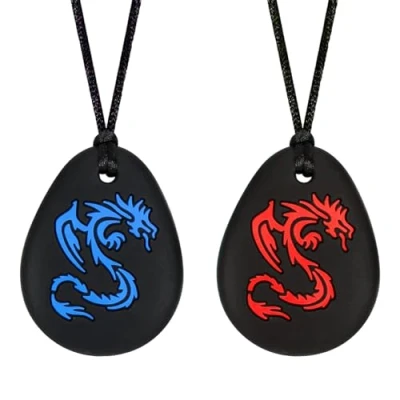Abbildung von CLDY Chew Chain for Children, Pack of 2 Sensory Chewing Necklaces, Beißring aus Silikon BPA frei, Autism Toy Boys and Girls, Perfect Children with ADHD, Silicone Charm