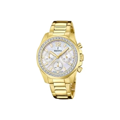 Abbildung von Festina Mineralglas Chronograph, Damen, Größe: One Size, Goldfarben