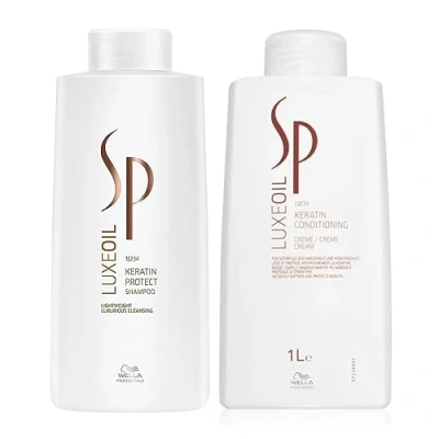 Abbildung von Wella SP System Professional Luxeoil Keratin Protect Shampoo, 1000ml &amp; Pflegecreme,