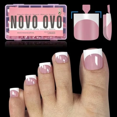 Abbildung von NOVO OVO Scharfes Quadrat fußnägel zum aufkleben, BERRY PINK Artificial toe nail tips, fussnägel kleben, künstliche zehennägel, fuß nägel x 15 Größen 240 Stück