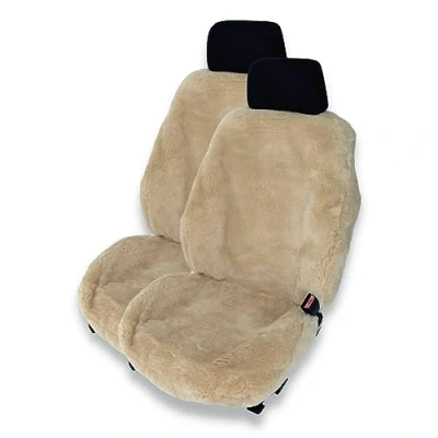 Abbildung von Leibersperger Felle Autositzbezug/Autofell Premium aus hochwertigem Lammfell 2 Stück Universelle Passform Geeignet für alle Jahreszeiten Einfache Montage Lange Haltbarkeit (Beige)