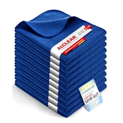 Abbildung von ALCLEAR 820901_10 Saugstarkes Microfasertuch Trockenwunder, 10 St. 60x40 cm Waffeltuch, zieht Wasser ohne Kratzer u. Schlieren perfekt für Auto, Motorrad, Küche, Gläser, Geschirr, Gastro navy
