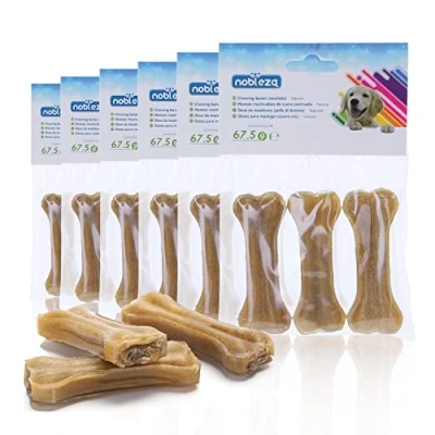 Abbildung von Nobleza Hunde Kauknochen 7.6CM x 18 Stück, 100% Natürliche Rinderhautknochen und Hundeknochen für Kleine Hunde, Dog Bones Proteinreiche