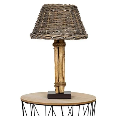 Abbildung von Levandeo® Nachttischlampe, Lampe Tischlampe H50cm Holz Holzlampe Weide Unikat Braun Treibholz