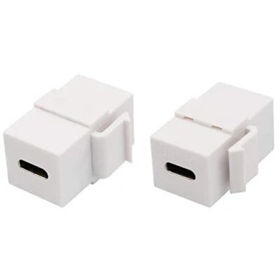 Abbildung von AAOTOKK 3.1 USB C Keystone Jack Adapter Typ Weiblich auf Einsatz Buchse Kupplung für Wandplatte Steckdose Panel(weiß/2 Stücke)