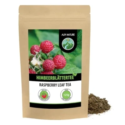 Abbildung von Himbeerblättertee (125g), Himbeerblätter geschnitten, schonend getrocknet, 100% rein und naturbelassen zur Zubereitung von Tee, Kräutertee, Tee