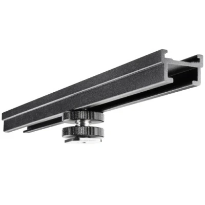 Abbildung von Walimex Blitzschiene Verlängerungsschiene 30 cm Beidseitige Blitzschuh Halterung Stativ Montage für 1/4 Zoll Gewinde Magic Arm, Videoleuchte, Mikrofone