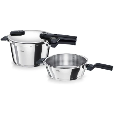 Abbildung von Fissler Vitaquick / Schnellkochtopf Set, 3 teilig (1 4,5 L + 1 Schnell Bratpfanne 2,5 Ø 22 cm) Induktion