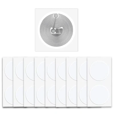 Abbildung von 50 Stück NTAG213 Sticker Aufkleber NFC Tags Selbstklebendes, Weiß Tag Universal Label Ntag 213 RFID in 25 mm Rund, 144 Byte Speicher kompatibel mit Allen fähigen Smartphones